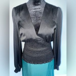 Never worn, Black satin look top